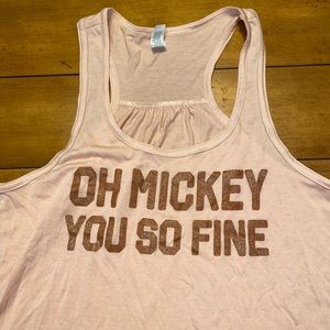 Light pink racerback tank top size large. “Oh Mickey you so fine!” In rose gold